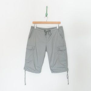 PRANA cargo bermudas long shorts drawstring waist & hem • light grey • size 8
